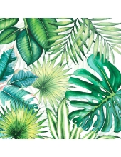 Салфетка для декупажа "Тропические листья на белом", 33х33 см, Голландия