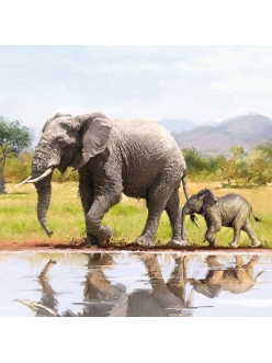 Салфетка для декупажа Слониха со слоненком, 33х33 см, Голландия