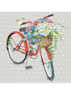 Салфетка для декупажа Велосипед с корзиной цветов, 33х33 см, Голландия