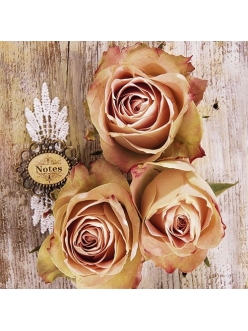 Салфетка для декупажа Розы на деревянных досках, 33х33 см, Голландия