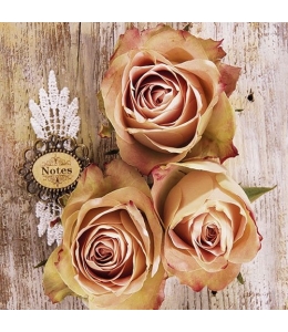 Салфетка для декупажа "Розы на деревянных досках", 33х33 см, Голландия