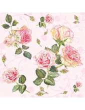 Салфетка для декупажа "Розы на розовом", 33х33 см, Голландия