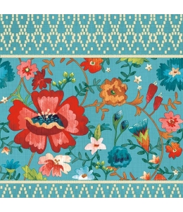 Салфетка для декупажа "Красный цветок на голубом", 33х33 см, Голландия