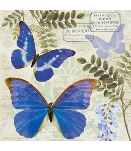 Салфетка для декупажа "Синие бабочки", 33х33 см, Голландия