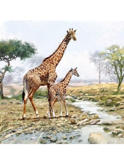 Салфетка для декупажа Жирафы, 33х33 см, Голландия