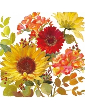 Салфетка для декупажа "Солнечные цветы, белый", 33х33 см, Голландия