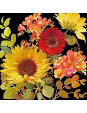 Салфетка для декупажа "Солнечные цветы черный", 33х33 см, Голландия