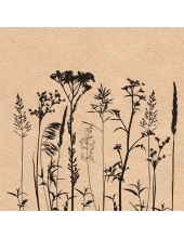 Салфетка для декупажа "Травы и цветы черный", 33х33 см, Голландия