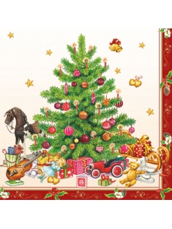 Новогодняя салфетка для декупажа Ностальгическая рождественская ёлка, 33х33 см, Ambiente Голландия