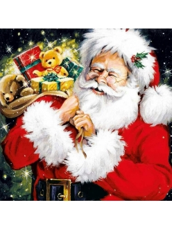 Новогодняя салфетка для декупажа Санта с подарками, 33х33 см, Ambiente Голландия