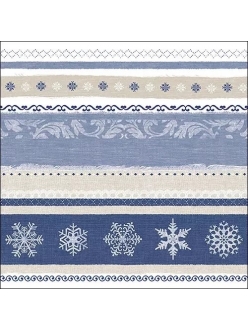 Новогодняя салфетка для декупажа Бордюр зимний синий, 33х33 см, Ambiente Голландия