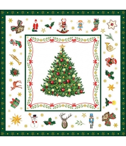 Салфетка для декупажа "Рождественская ель на белом", 33х33 см, Ambiente (Голландия)
