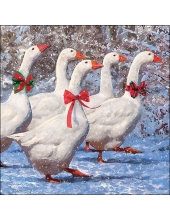 Салфетка для декупажа "Новогодние гуси", 33х33 см, Ambiente (Голландия)