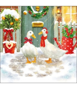 Салфетка для декупажа "Рождественские гуси", 33х33 см, Ambiente (Голландия)
