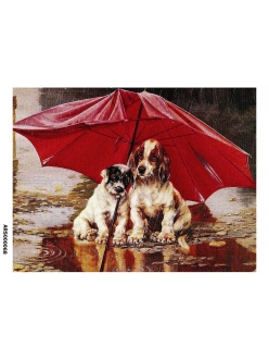 Рисовая бумага для декупажа Собаки под зонтом формат А5, А4 АртДекупаж
