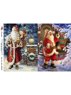 Новогодняя рисовая бумага для декупажа Санта Клаус, формат А5, ProArt 