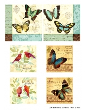 Декупажная карта А3 Butterflies and birds, Base of Art (Россия)
