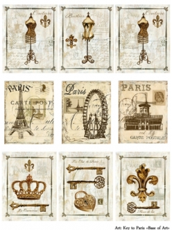 Декупажная карта Key to Paris, формат А3 , Base of Art  