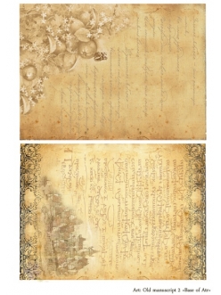 Декупажная карта Старый манускрипт 2, формат А4 , Base of Art  