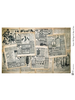 Декупажная карта Старые газеты, формат А3 , Base of Art  