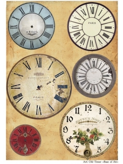 Декупажная карта Старые часы, формат А3, Base of Art  