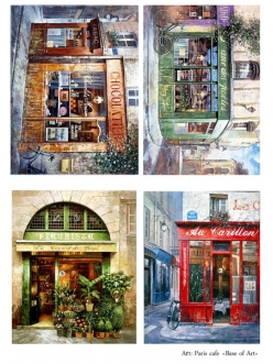 Декупажная карта Парижские кафе, формат А3 , Base of Art  