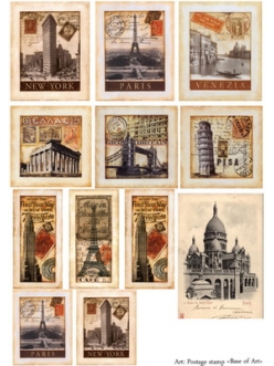 Декупажная карта Почтовые марки, формат А3 , Base of Art  