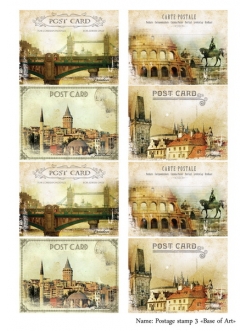 Декупажная карта Почтовые открытки 3, формат А3 , Base of Art  