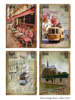 Декупажная карта Postage stamp 4, формат А4 , Base of Art  