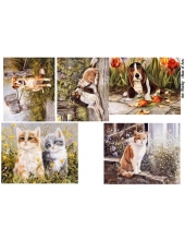 Декупажная карта Base of Art, формат А4, "Shirley", кошки и собаки