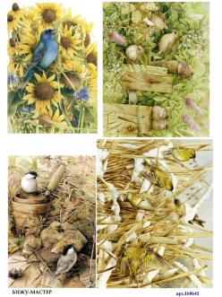 Рисовая бумага для декупажа Птицы в поле, А4, Россия
