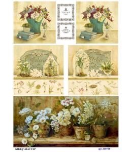 Рисовая бумага для декупажа Натюрморты с орхидеями, А4, Россия