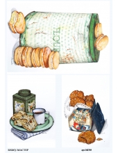 Рисовая бумага для декупажа Коробки с печеньем, А4, Россия