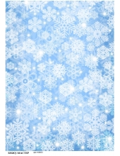 Рисовая бумага для декупажа Снежинки на голубом, А4, Россия