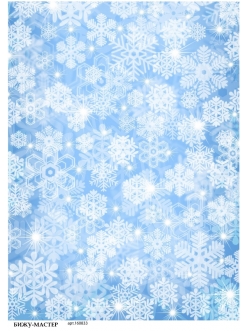 Рисовая новогодняя бумага для декупажа Снежинки на голубом, А4, Бижу-Мастер