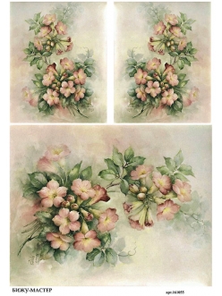 Рисовая бумага для декупажа Розовые цветы Sonie Ames, А4, Россия
