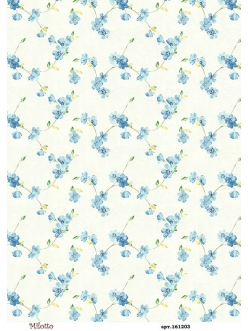 Рисовая бумага для декупажа Фон с голубыми цветами, А4, Россия
