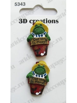 Декоративные объемные пуговицы "Забавная лягушка", серия 3D creations, 2 шт., Blumenthal Lansing