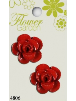 Декоративные пуговицы "Розы красные" серия Flower Garden, 25 мм, 2 шт., Blumenthal Lansing