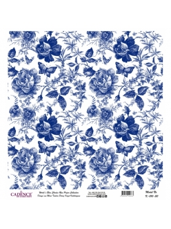 Рисовая бумага Blue Shades K010 бабочки и розы, Cadence 30х30 см