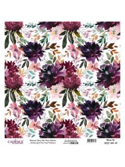 Рисовая бумага Watercolor Flower WFC024 цветочная композиция, Cadence 30х30 см