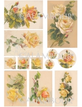 Рисовая бумага для декупажа "Желтые чайные розы" 33х48 см,Calambour DGR153
