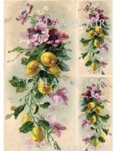 Рисовая бумага для декупажа Calambour DGR 159, Цветы и лимоны, винтаж, 33х48 см