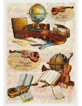Рисовая бумага для декупажа Calambour DGR 185 Скрипки, музыка, 33х48 см