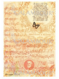Рисовая бумага для декупажа Calambour DGR 186 Винтажные ноты, орнамент, текст