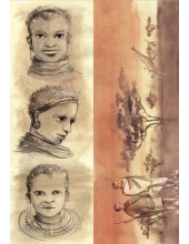 Рисовая бумага для декупажа Calambour MSK 8 "Саванна, портреты", 35х50 см, 20 г/ м2