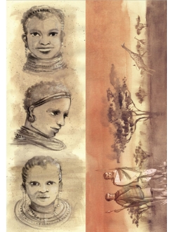 Рисовая бумага для декупажа Calambour MSK 8 "Саванна, портреты", 35х50 см