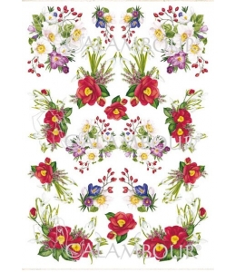 Рисовая бумага для декупажа Calambour Pau-040 "Весение цветы", 35х50 см