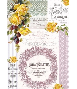 Рисовая бумага для декупажа Calambour TCR 14 "Парфим и розы", 35х50 см, 20 г/см2