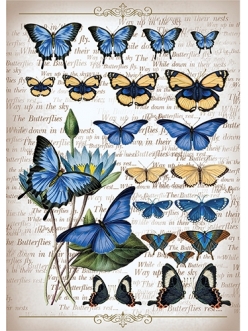 Рисовая бумага для декупажа Коллекция бабочек,21x29,7см Craft Premier
